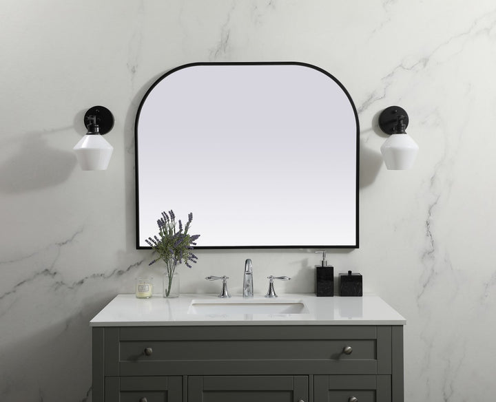 Metal Frame Arch Mirror 36X30 Inch In Black