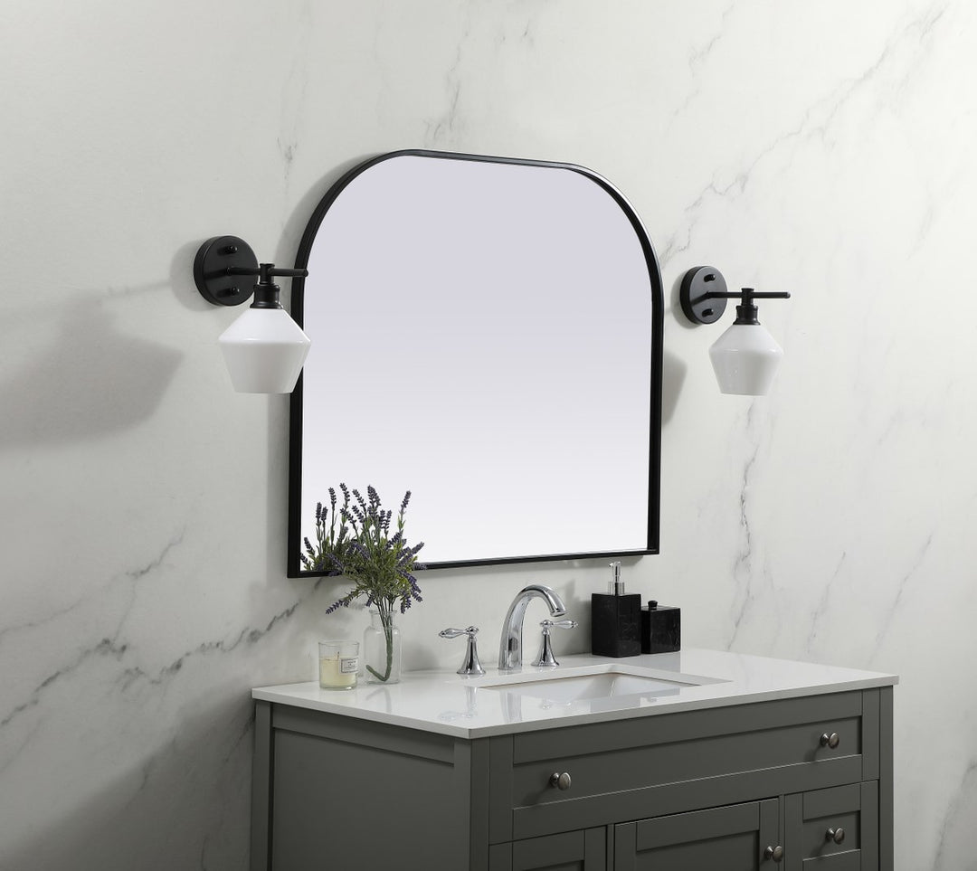 Metal Frame Arch Mirror 36X30 Inch In Black