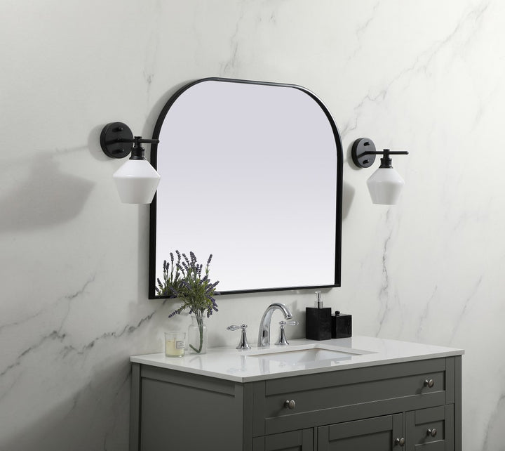 Metal Frame Arch Mirror 36X30 Inch In Black