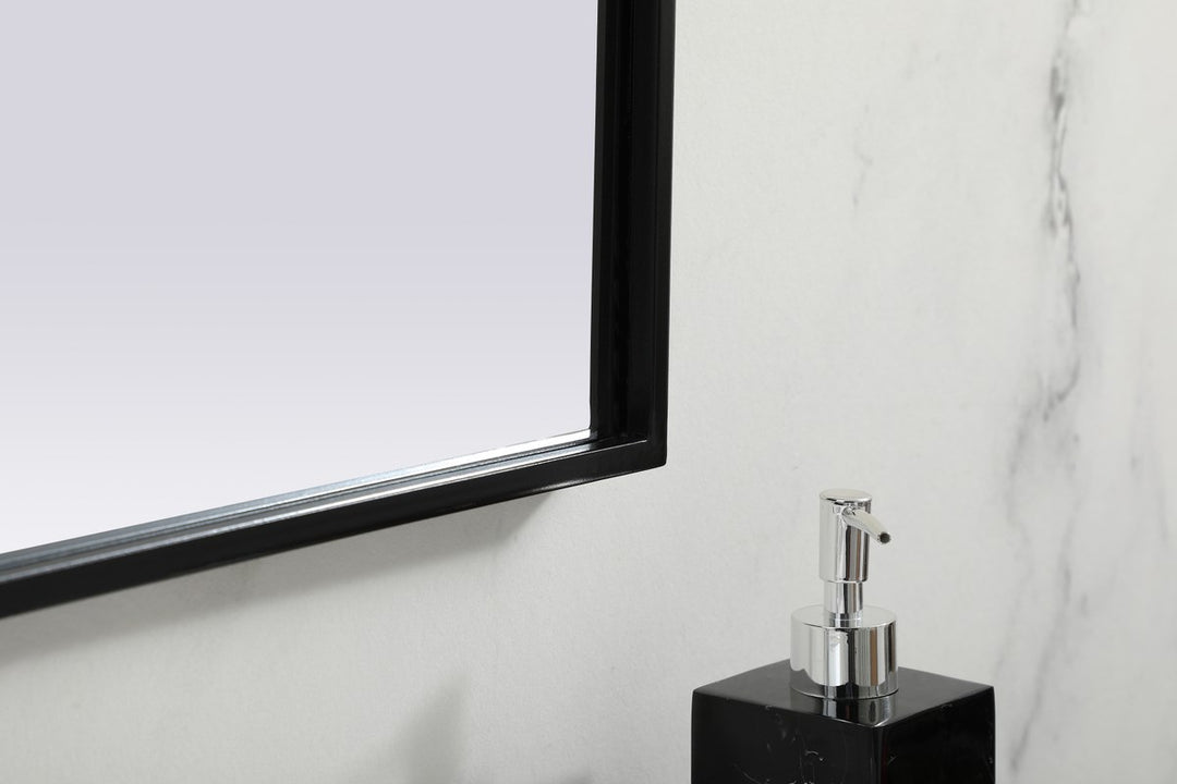 Metal Frame Arch Mirror 36X30 Inch In Black