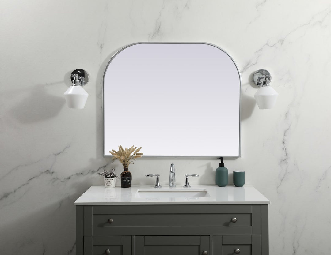 Metal Frame Arch Mirror 36X30 Inch In Silver
