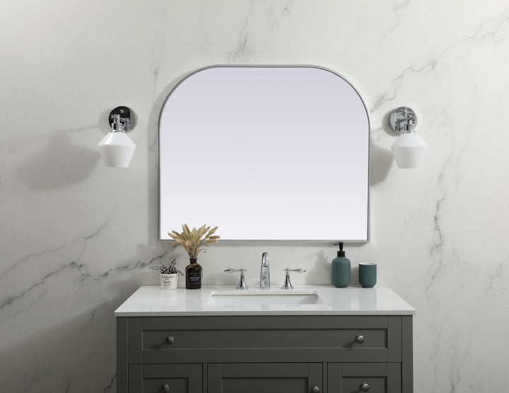 Metal Frame Arch Mirror 36X30 Inch In Silver