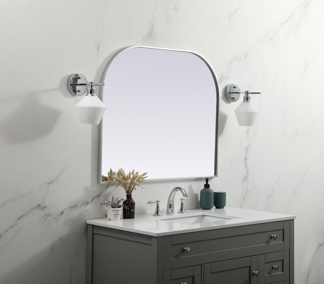 Metal Frame Arch Mirror 36X30 Inch In Silver