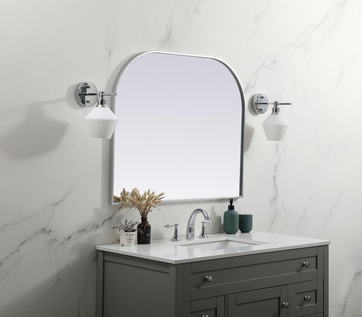 Metal Frame Arch Mirror 36X30 Inch In Silver