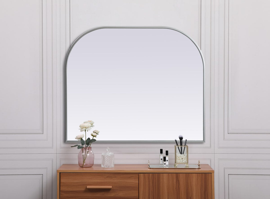 Metal Frame Arch Mirror 36X30 Inch In Silver