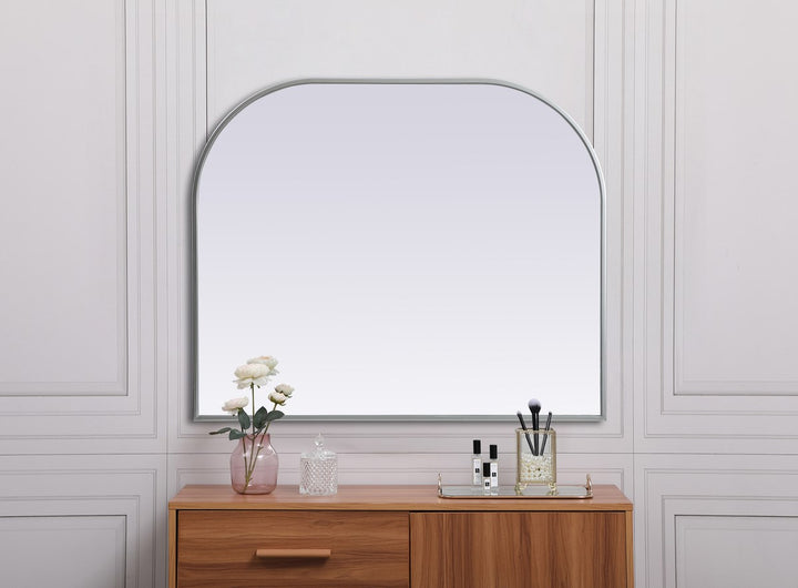 Metal Frame Arch Mirror 36X30 Inch In Silver