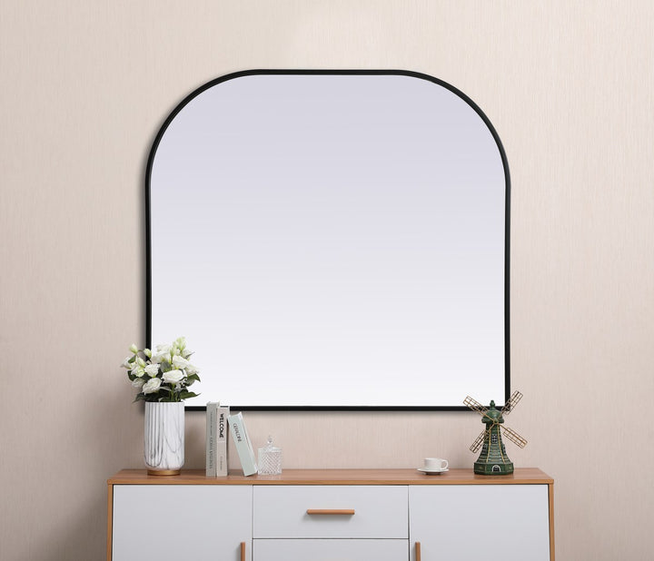 Metal Frame Arch Mirror 36X34 Inch In Black
