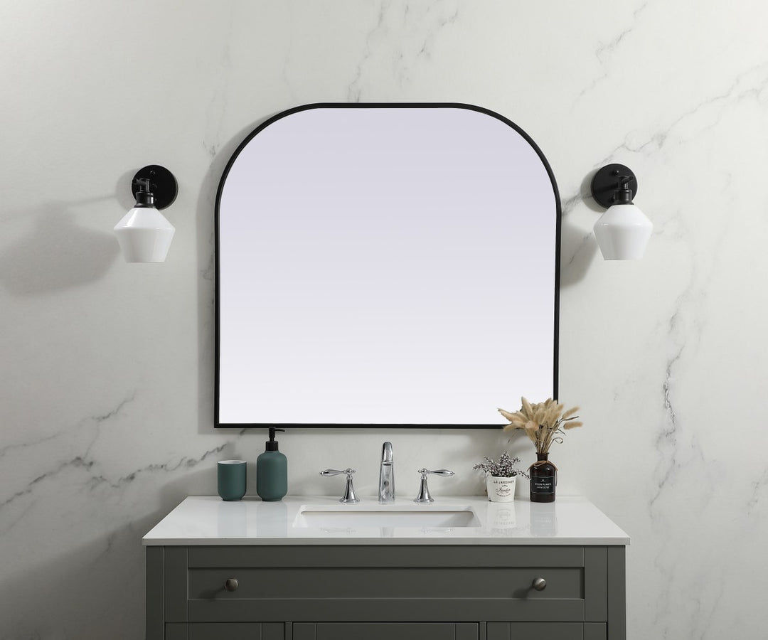 Metal Frame Arch Mirror 36X34 Inch In Black