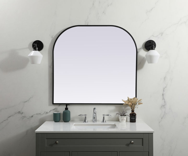 Metal Frame Arch Mirror 36X34 Inch In Black
