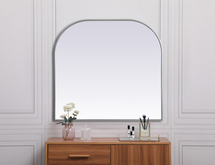 Metal Frame Arch Mirror 36X34 Inch In Silver