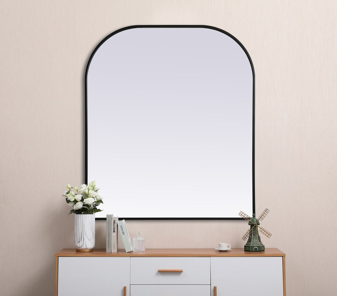 Metal Frame Arch Mirror 36X42 Inch In Black