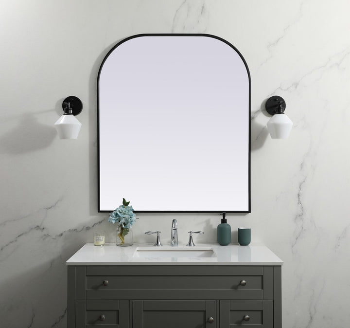 Metal Frame Arch Mirror 36X42 Inch In Black
