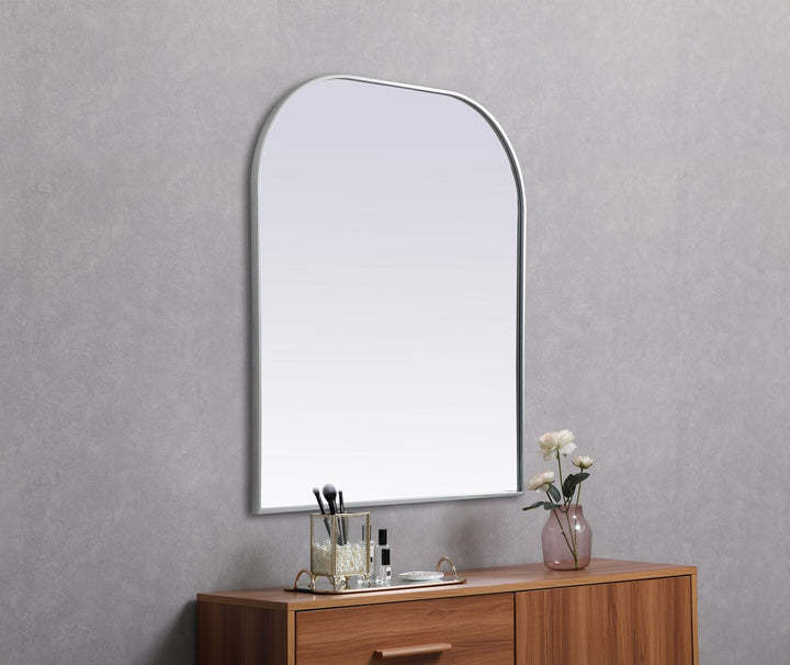 Metal Frame Arch Mirror 36X42 Inch In Silver