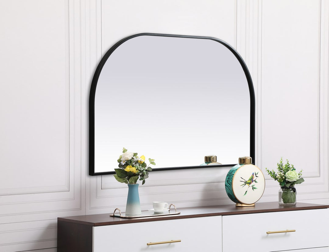 Metal Frame Arch Mirror 39X24 Inch In Black