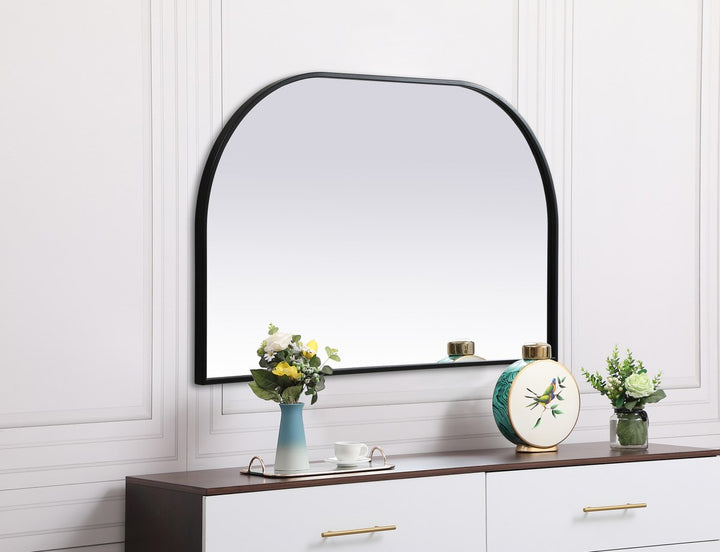 Metal Frame Arch Mirror 39X24 Inch In Black