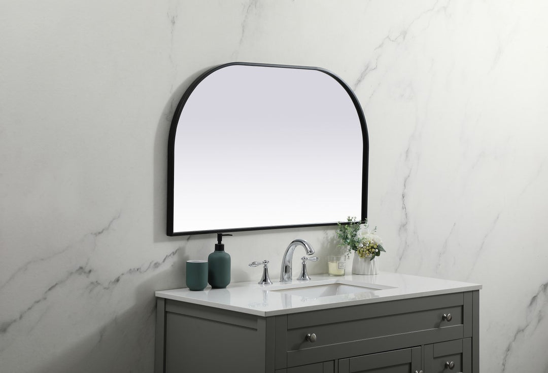 Metal Frame Arch Mirror 39X24 Inch In Black