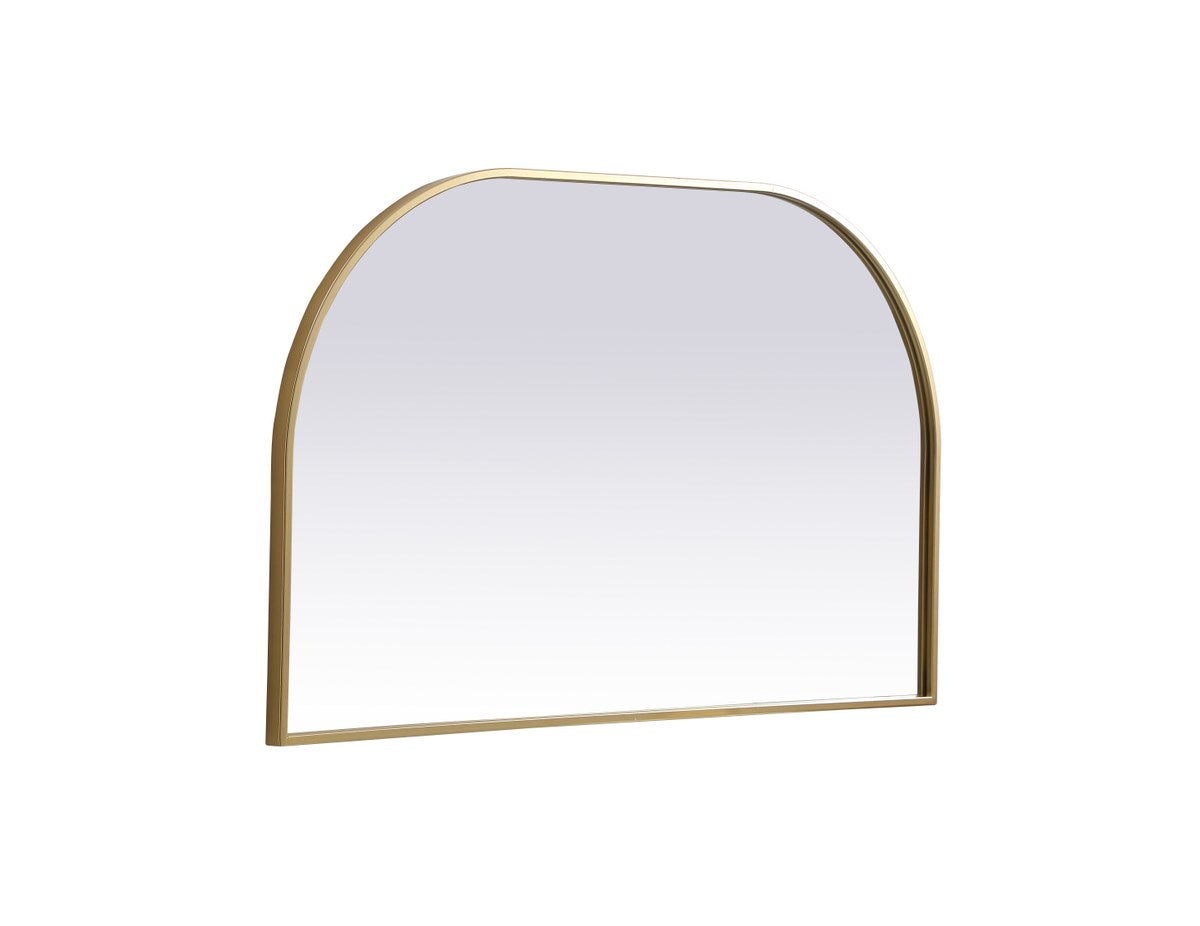 Metal Frame Arch Mirror 39X24 Inch In Brass