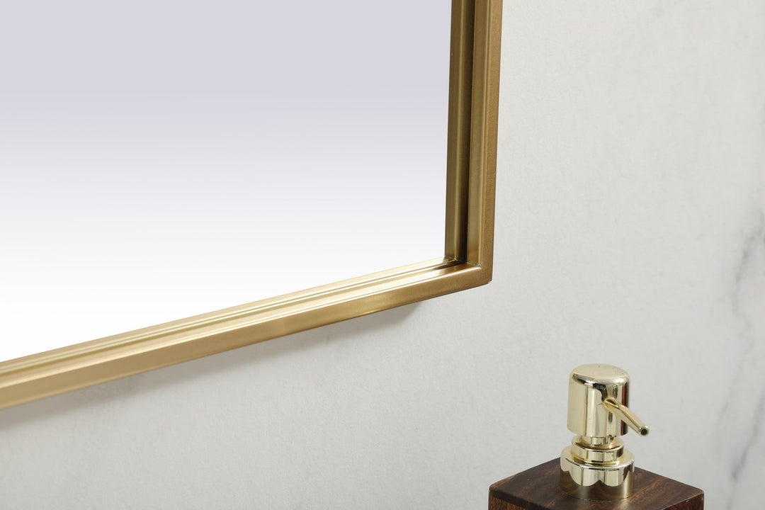 Metal Frame Arch Mirror 39X24 Inch In Brass