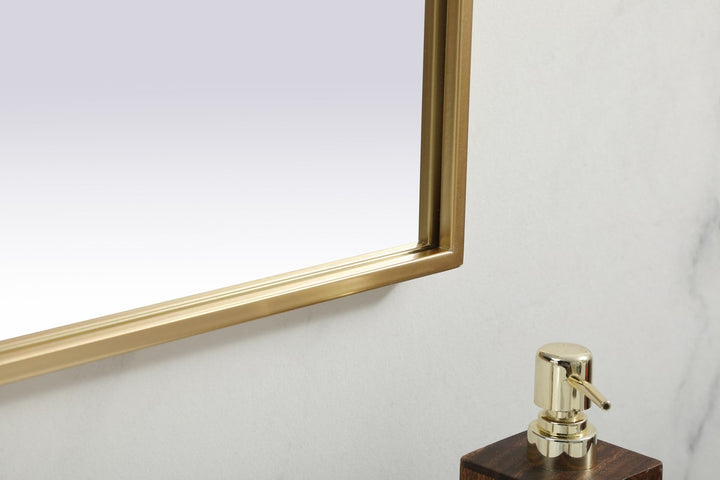 Metal Frame Arch Mirror 39X24 Inch In Brass