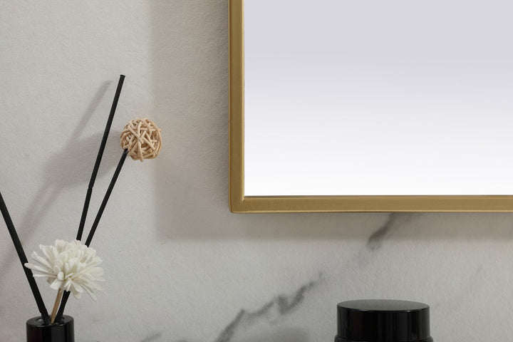 Metal Frame Arch Mirror 39X24 Inch In Brass