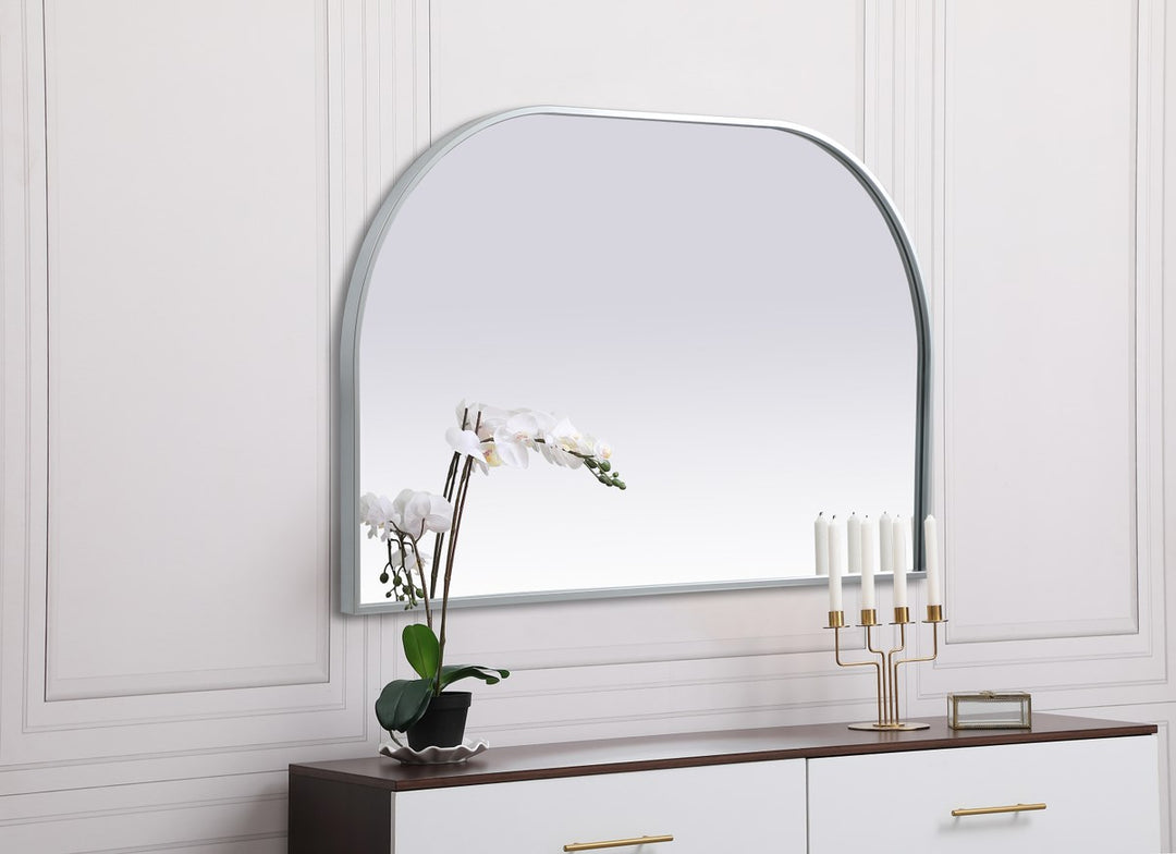 Metal Frame Arch Mirror 39X24 Inch In Silver