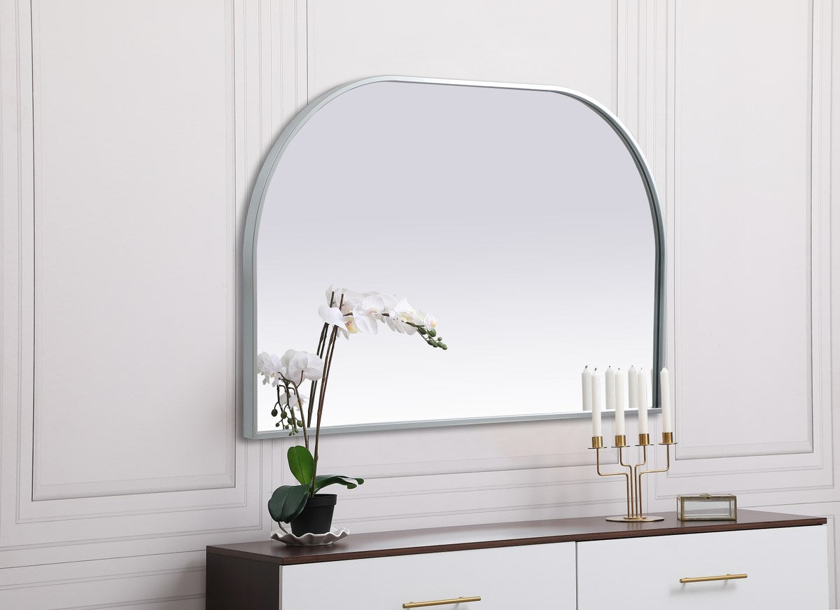 Metal Frame Arch Mirror 39X24 Inch In Silver