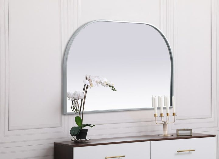 Metal Frame Arch Mirror 39X24 Inch In Silver