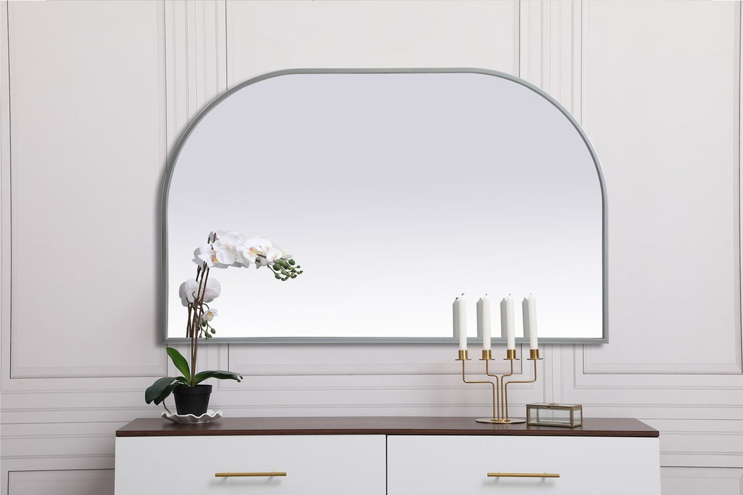 Metal Frame Arch Mirror 39X24 Inch In Silver