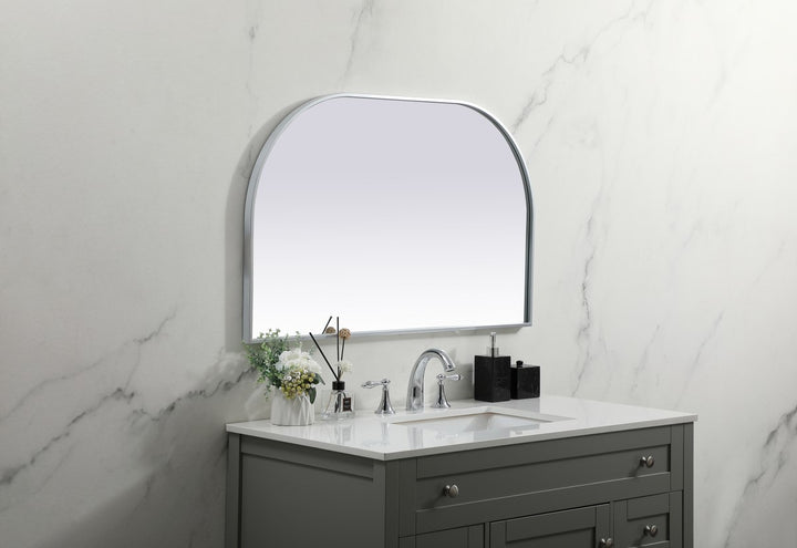 Metal Frame Arch Mirror 39X24 Inch In Silver
