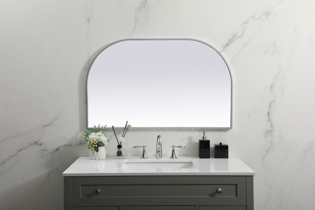 Metal Frame Arch Mirror 39X24 Inch In Silver