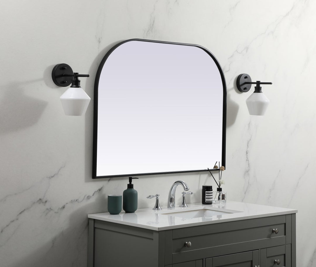 Metal Frame Arch Mirror 40X30 Inch In Black