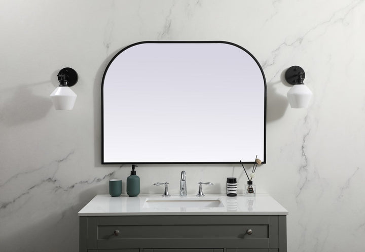 Metal Frame Arch Mirror 40X30 Inch In Black