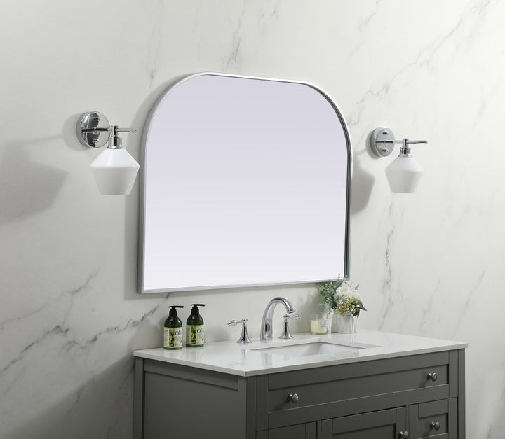 Metal Frame Arch Mirror 40X30 Inch In Silver