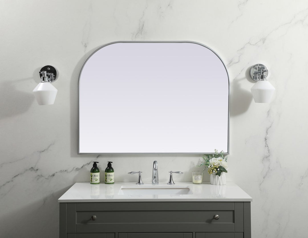 Metal Frame Arch Mirror 40X30 Inch In Silver