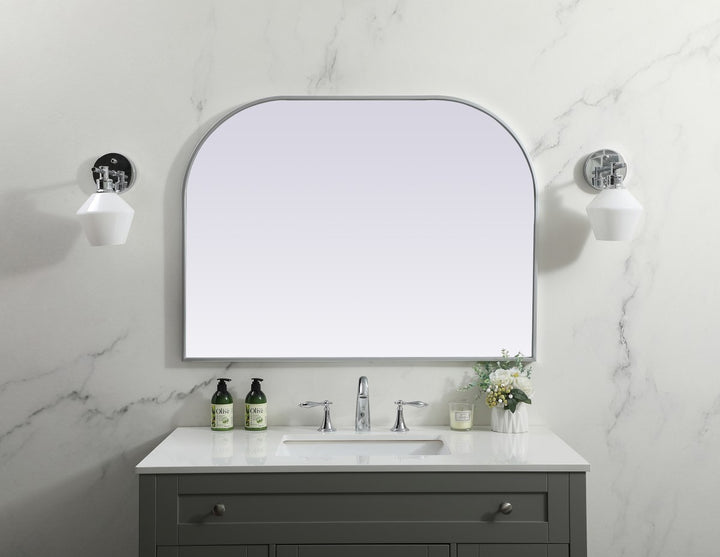 Metal Frame Arch Mirror 40X30 Inch In Silver