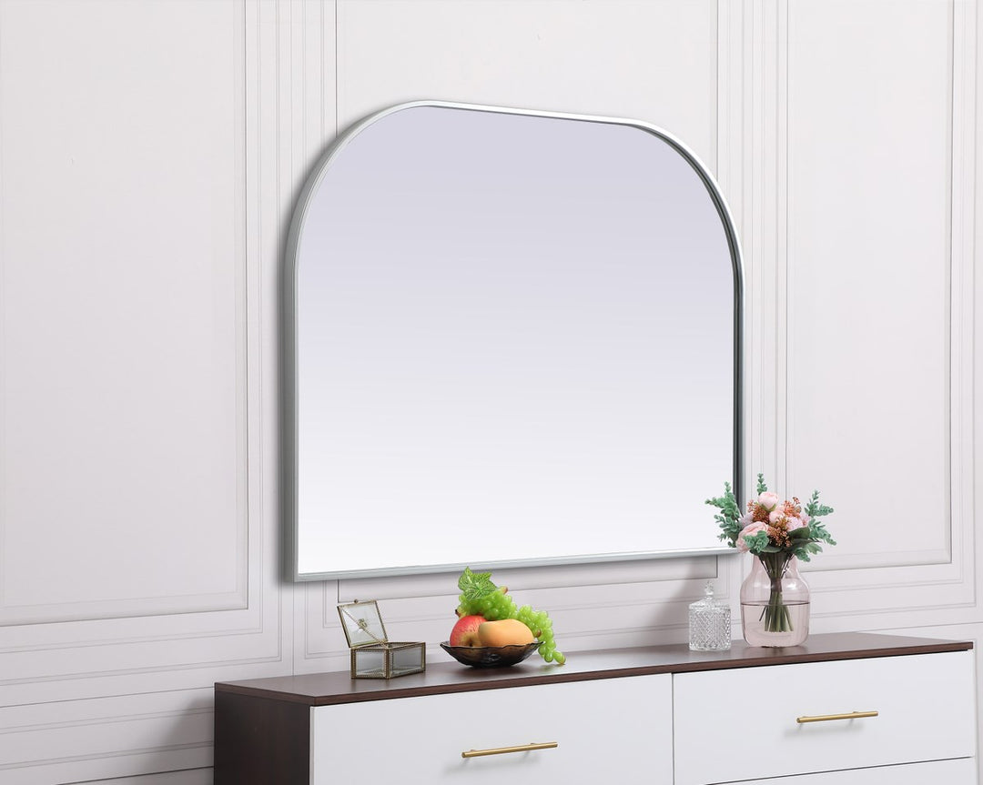 Metal Frame Arch Mirror 40X30 Inch In Silver