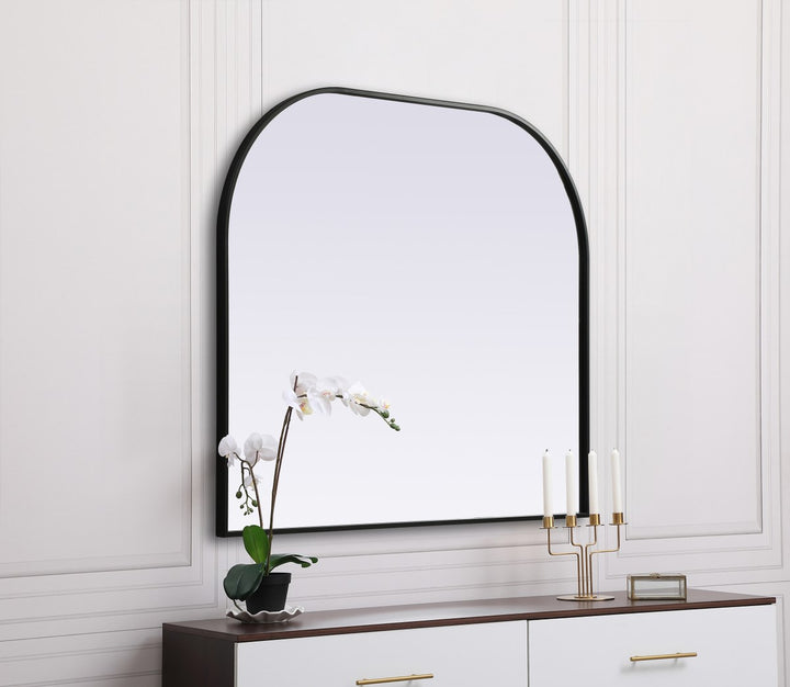 Metal Frame Arch Mirror 40X34 Inch In Black