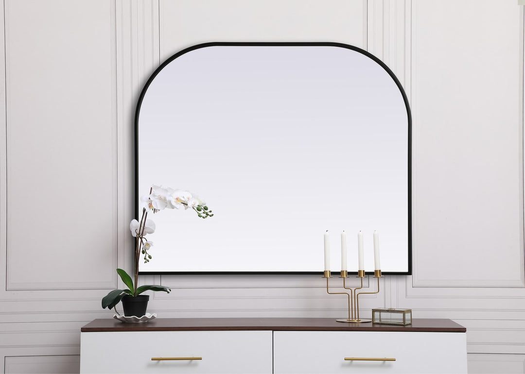 Metal Frame Arch Mirror 40X34 Inch In Black
