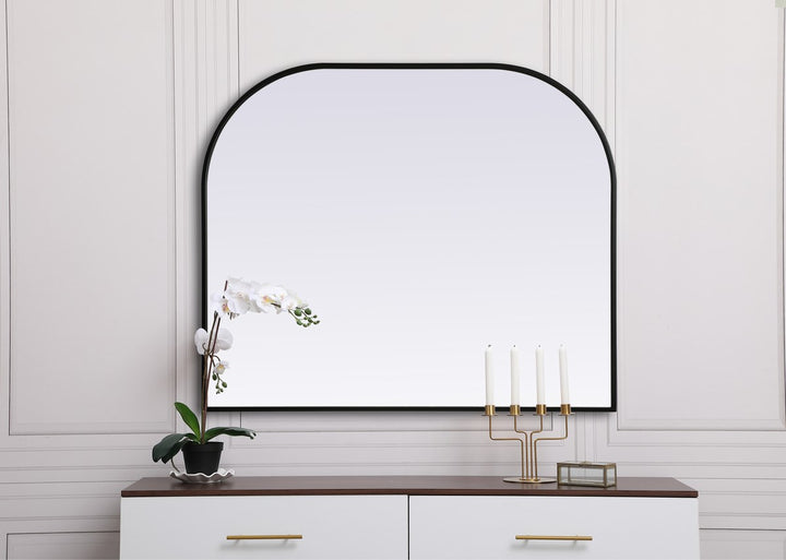 Metal Frame Arch Mirror 40X34 Inch In Black