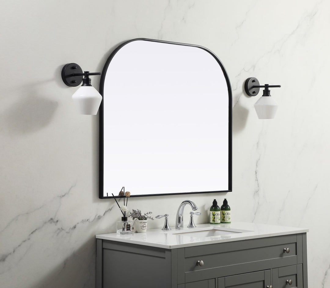 Metal Frame Arch Mirror 40X34 Inch In Black