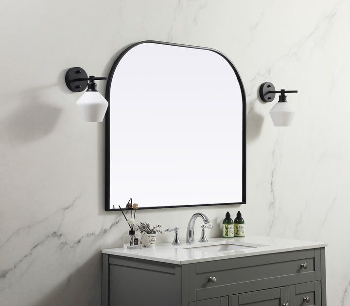 Metal Frame Arch Mirror 40X34 Inch In Black