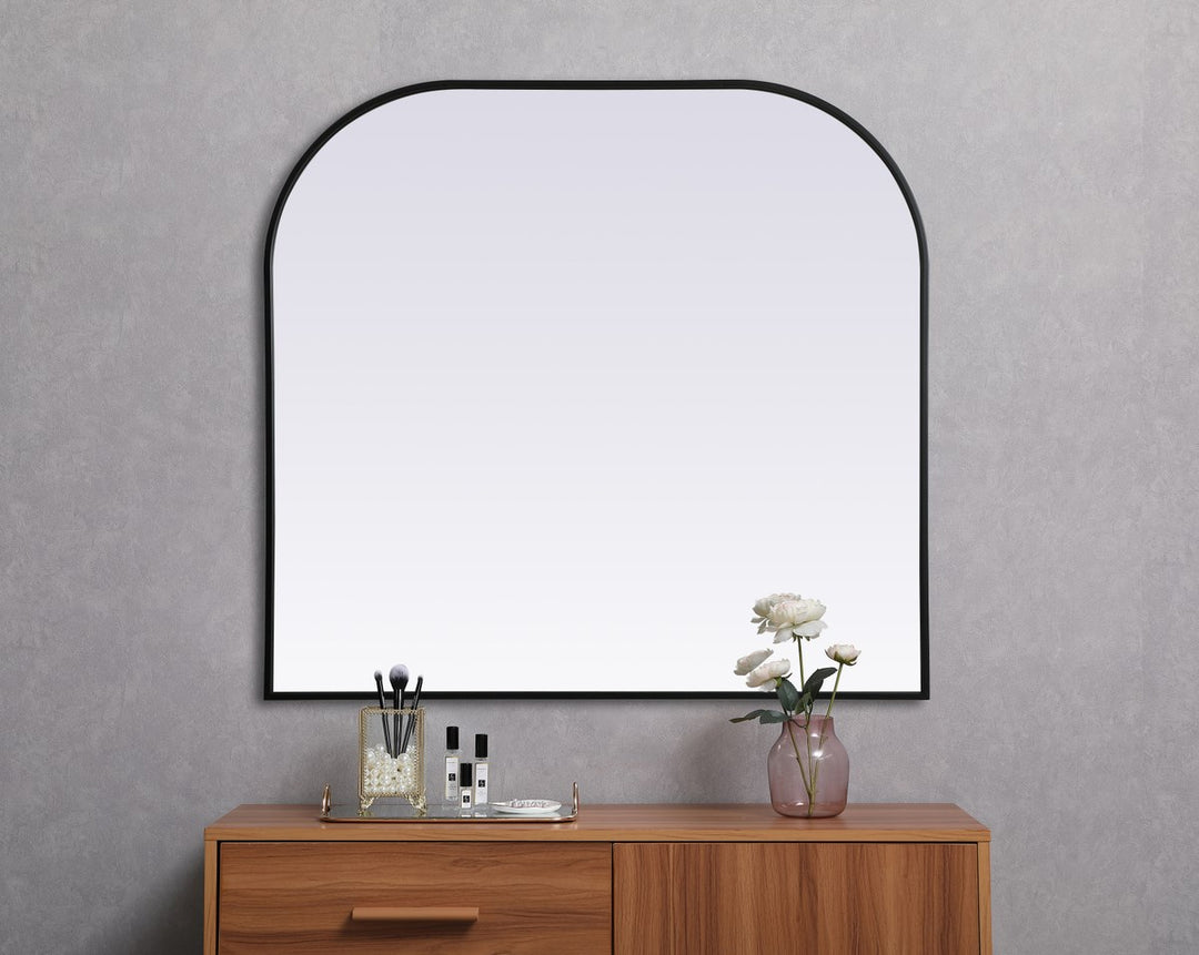 Metal Frame Arch Mirror 40X38 Inch In Black
