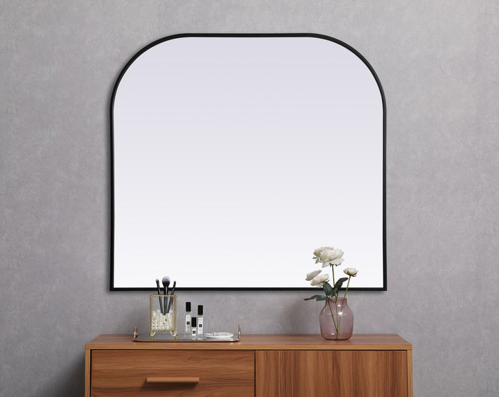 Metal Frame Arch Mirror 40X38 Inch In Black
