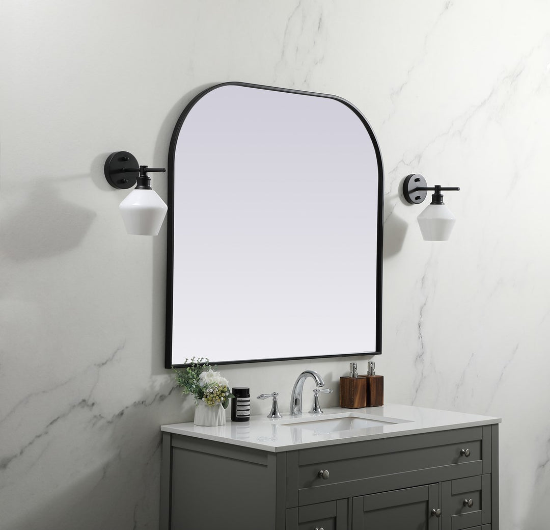 Metal Frame Arch Mirror 40X38 Inch In Black