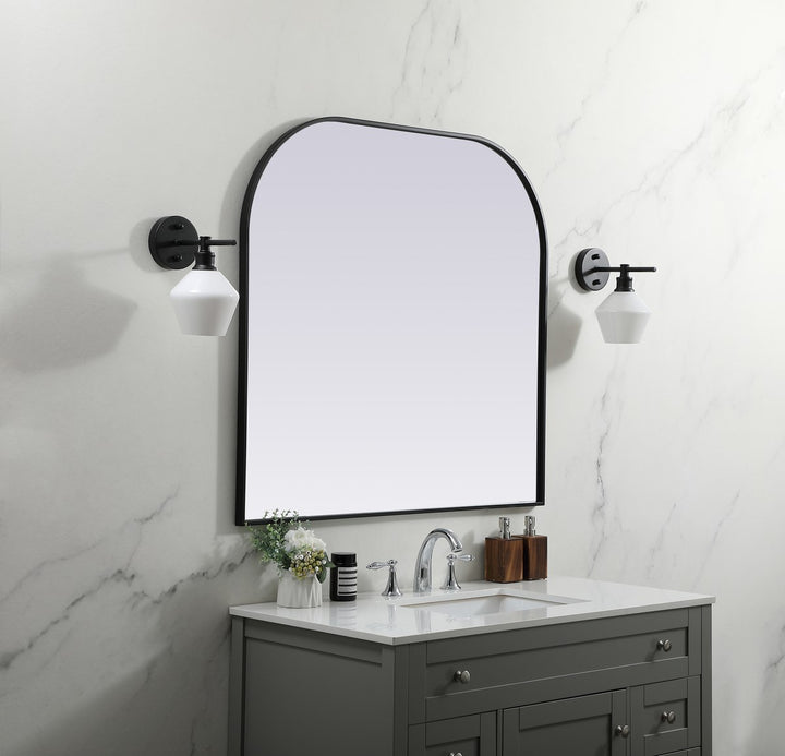 Metal Frame Arch Mirror 40X38 Inch In Black