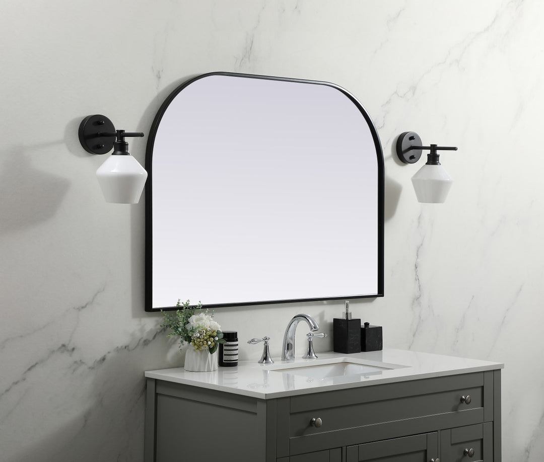 Metal Frame Arch Mirror 42X30 Inch In Black