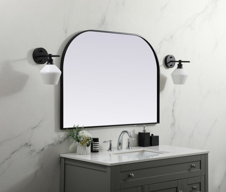 Metal Frame Arch Mirror 42X30 Inch In Black