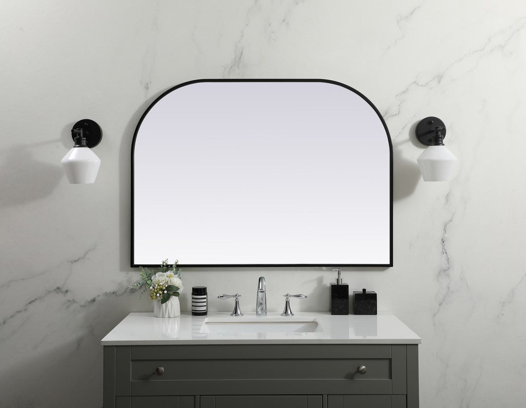 Metal Frame Arch Mirror 42X30 Inch In Black