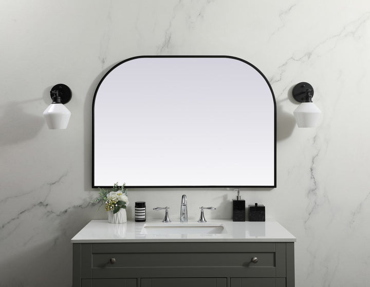 Metal Frame Arch Mirror 42X30 Inch In Black