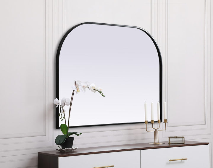 Metal Frame Arch Mirror 42X30 Inch In Black